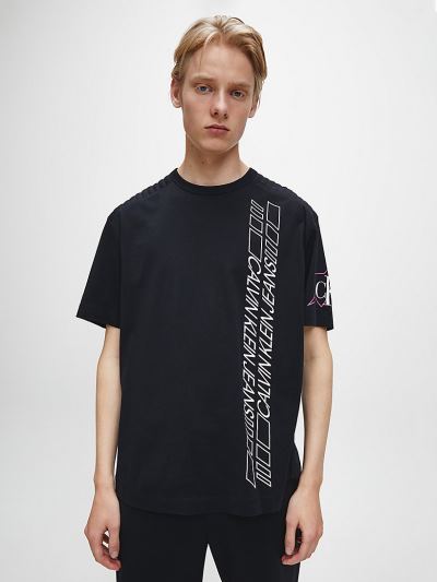 Calvin Klein Ruhák HU725350 | Calvin Klein Oversized Organic Cotton Logo Férfi Póló Fekete